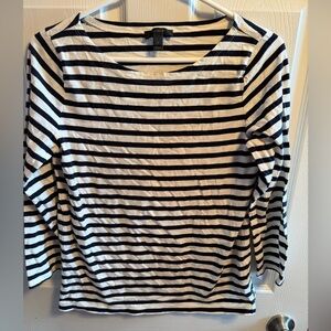 J. Crew navy blue and White Striped Long Sleeve Top Sz S